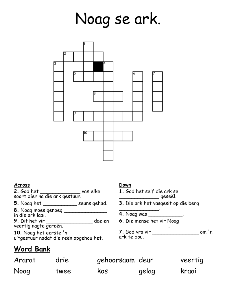 Noag se ark. Crossword