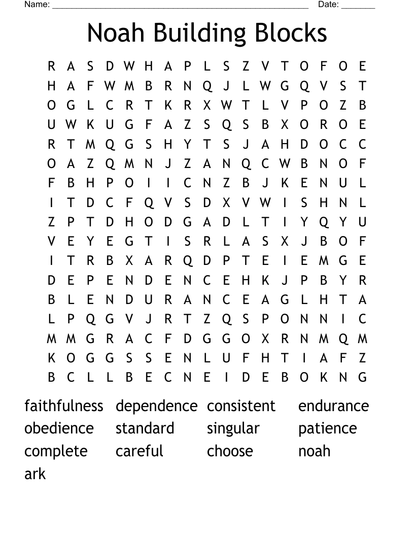 Noah Building Blocks Word Search