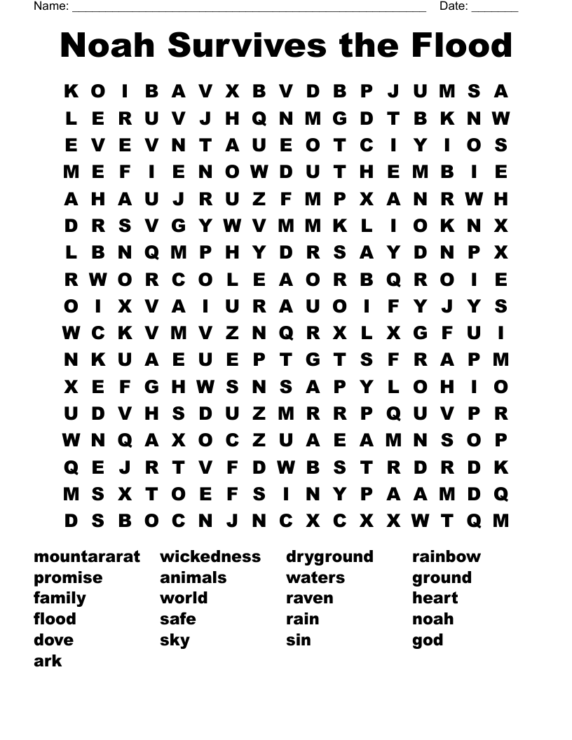 Noah Survives the Flood Word Search