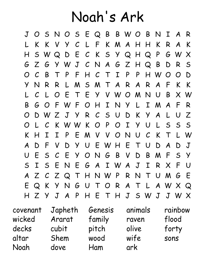 Noah's Ark Word Search