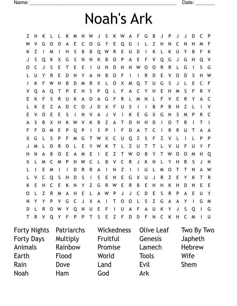 Noah's Ark Word Search