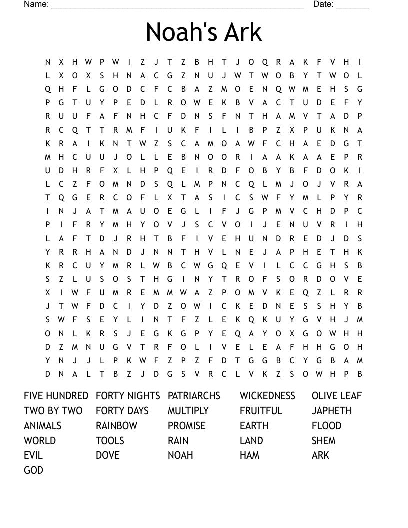 Noah's Ark Word Search