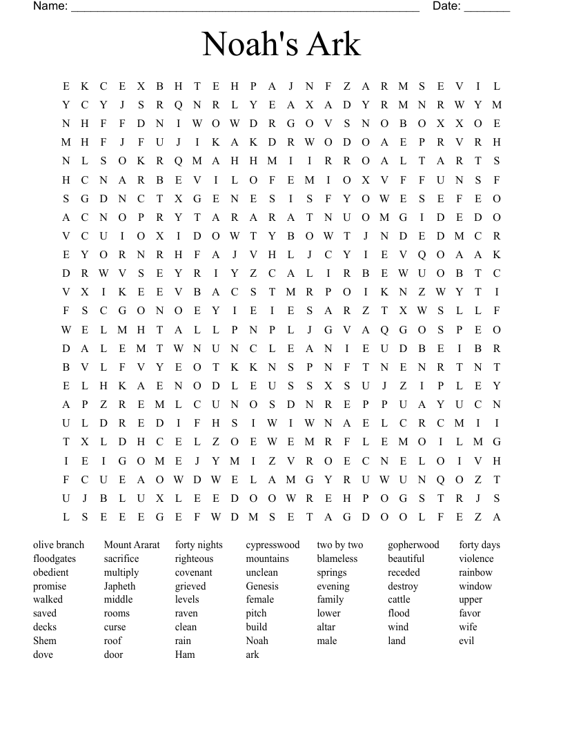 Noah's Ark Word Search