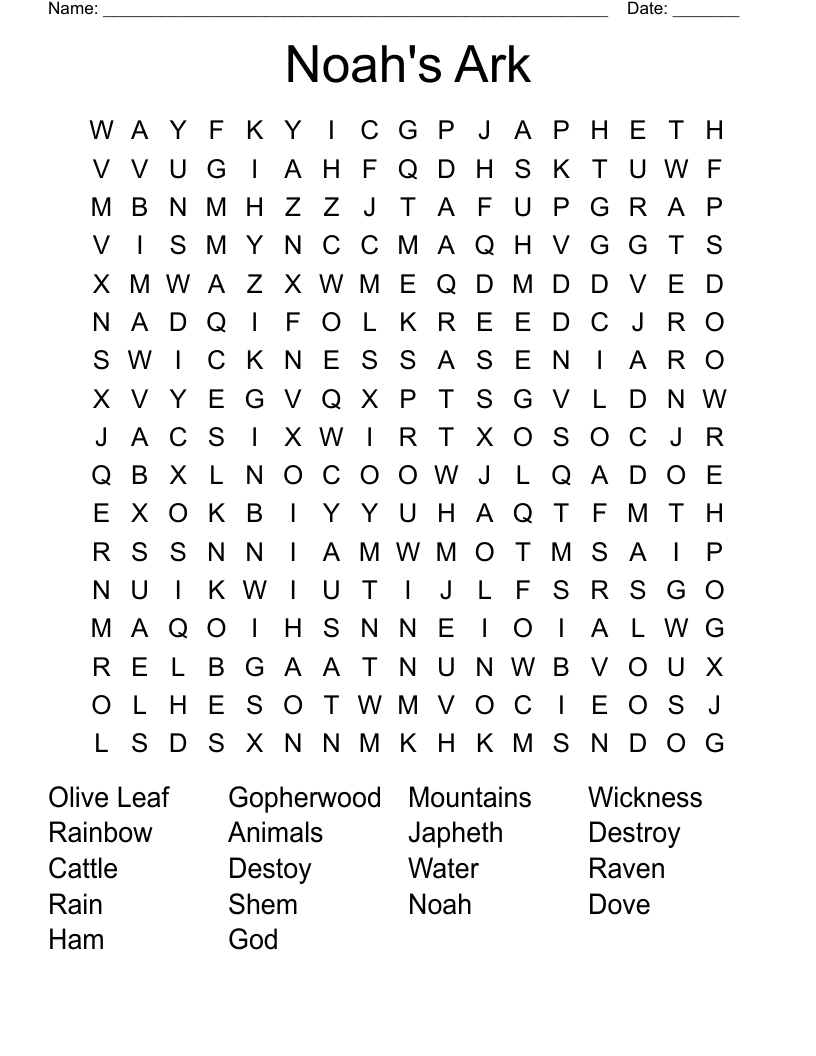 Noah's Ark Word Search