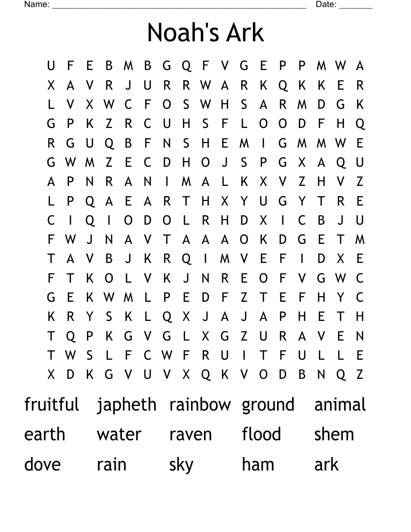 Noah's Ark Word Search