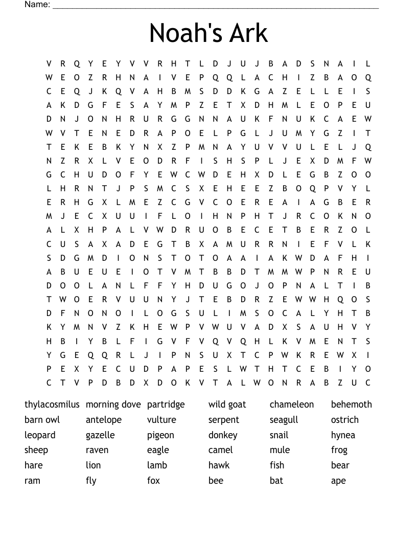 Noah's Ark Word Search