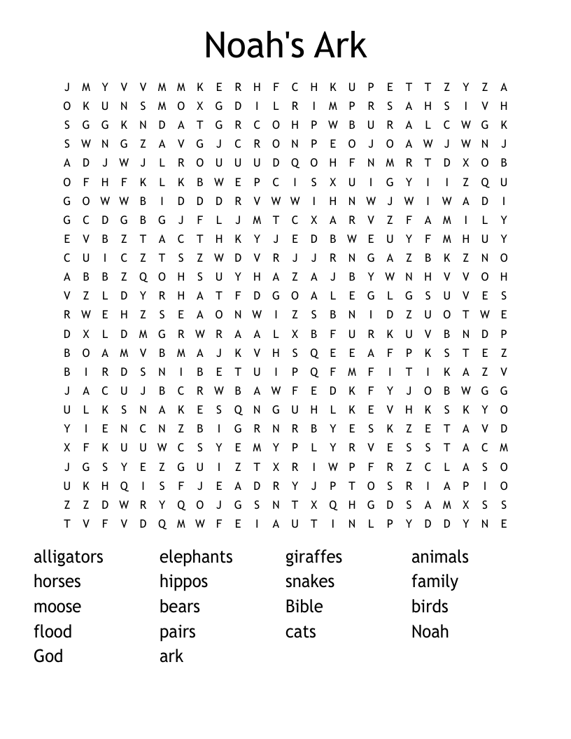 Noah's Ark Word Search