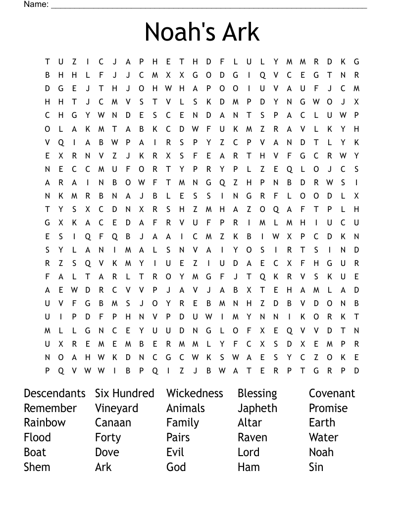 Noah's Ark Word Search