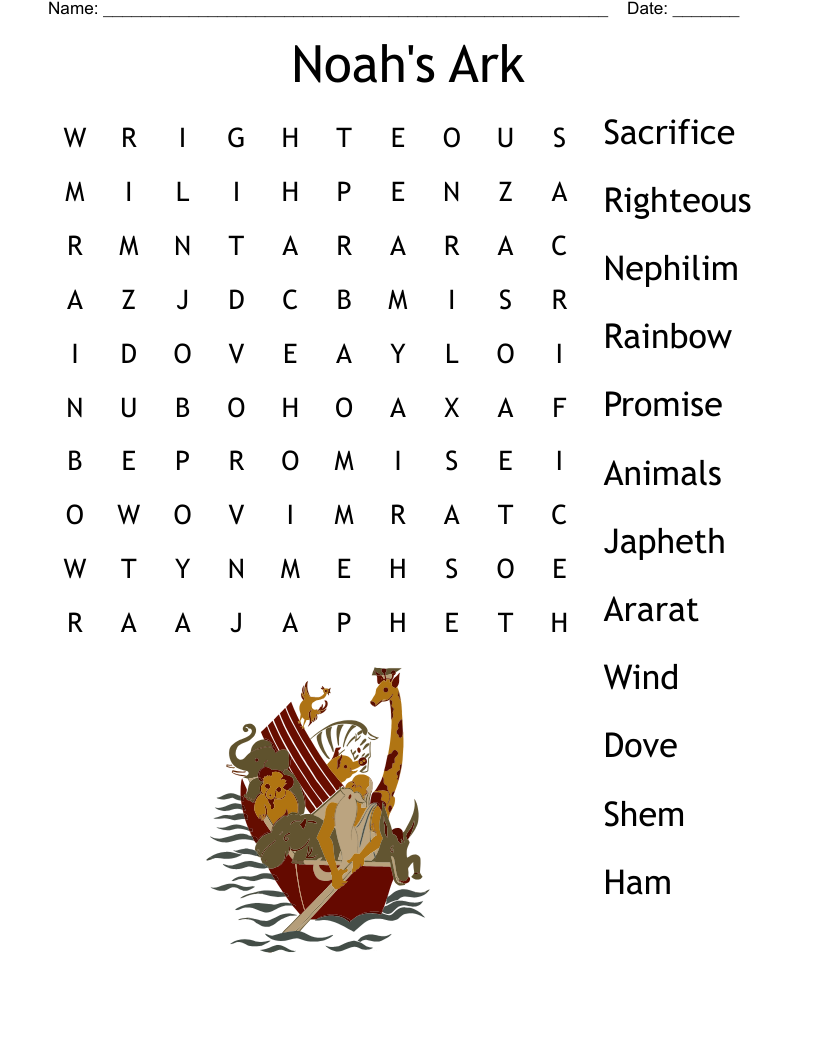 Noah's Ark Word Search