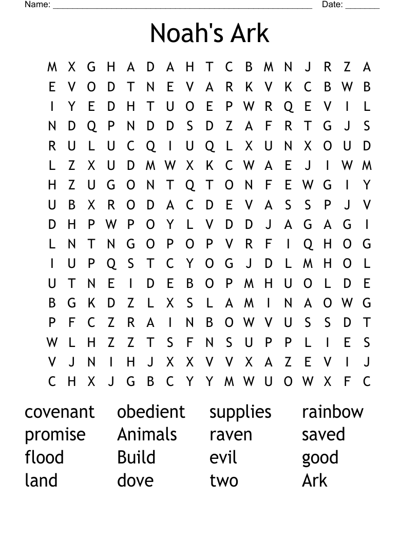 Noah's Ark Word Search