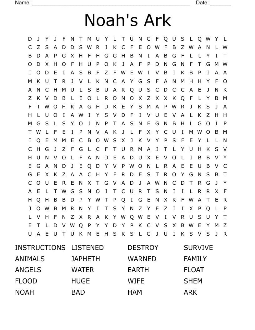 Noah's Ark Word Search