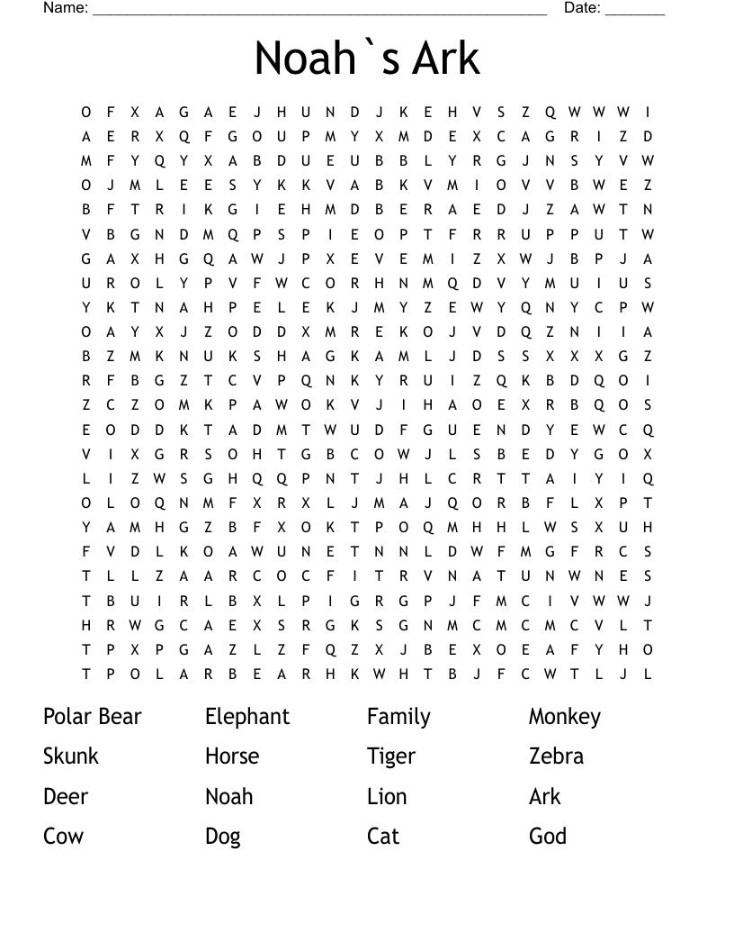 Noah`s Ark Word Search