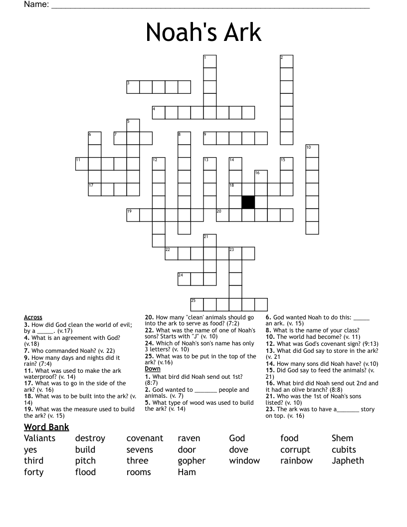 Noah's Ark Crossword