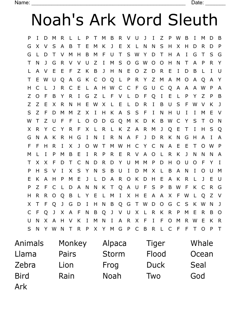 Noah's Ark Word Sleuth Word Search