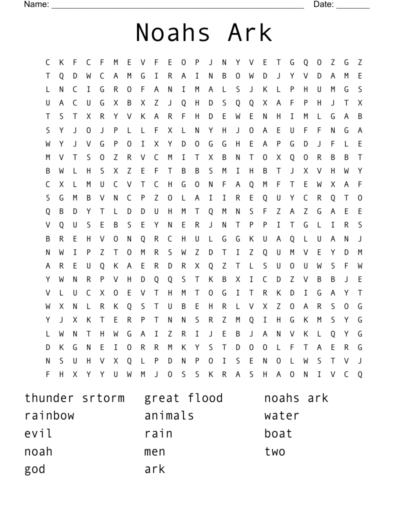 Noahs Ark  Word Search