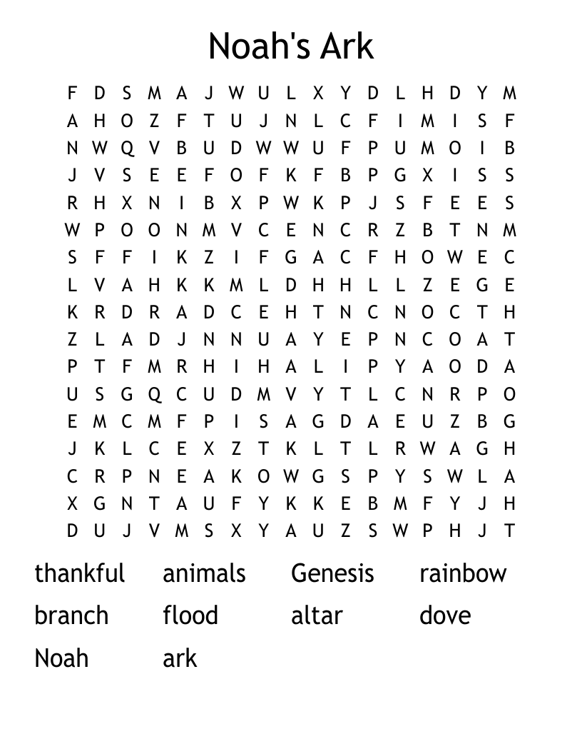 Noah's Ark  Word Search