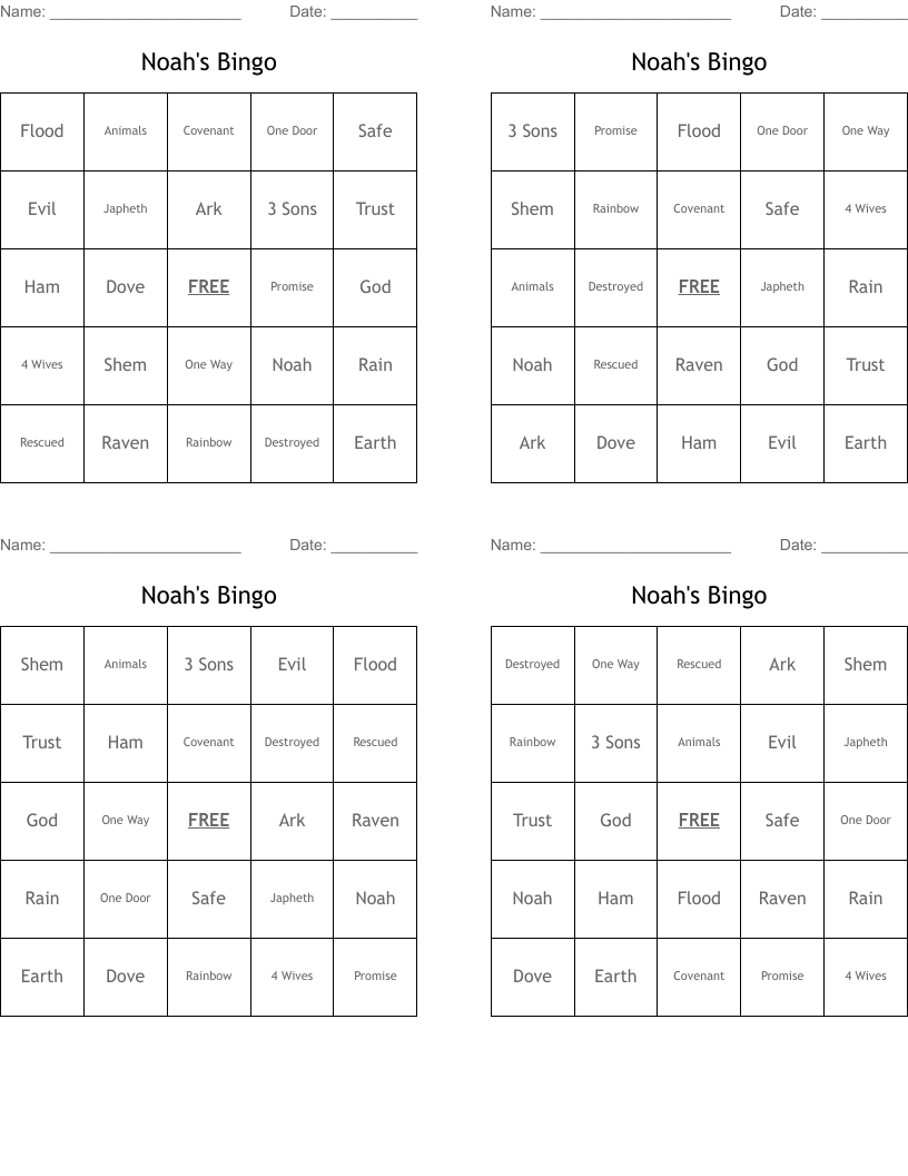 Noah's Bingo