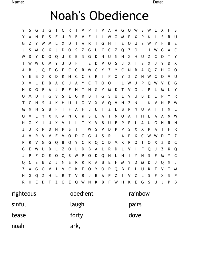 Noah's Obedience Word Search