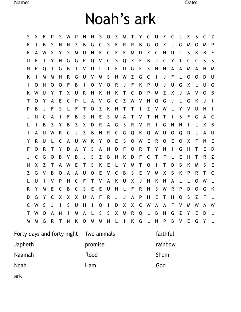 Noah’s ark  Word Search