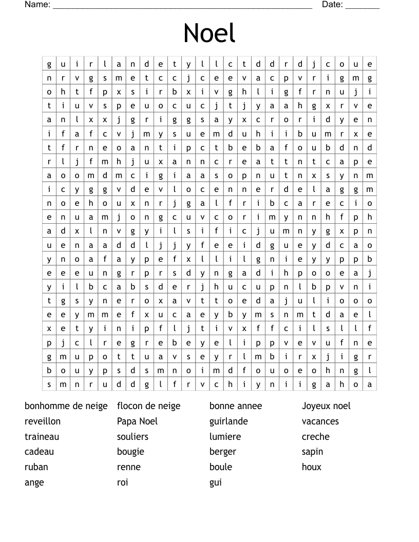 Noel Word Search