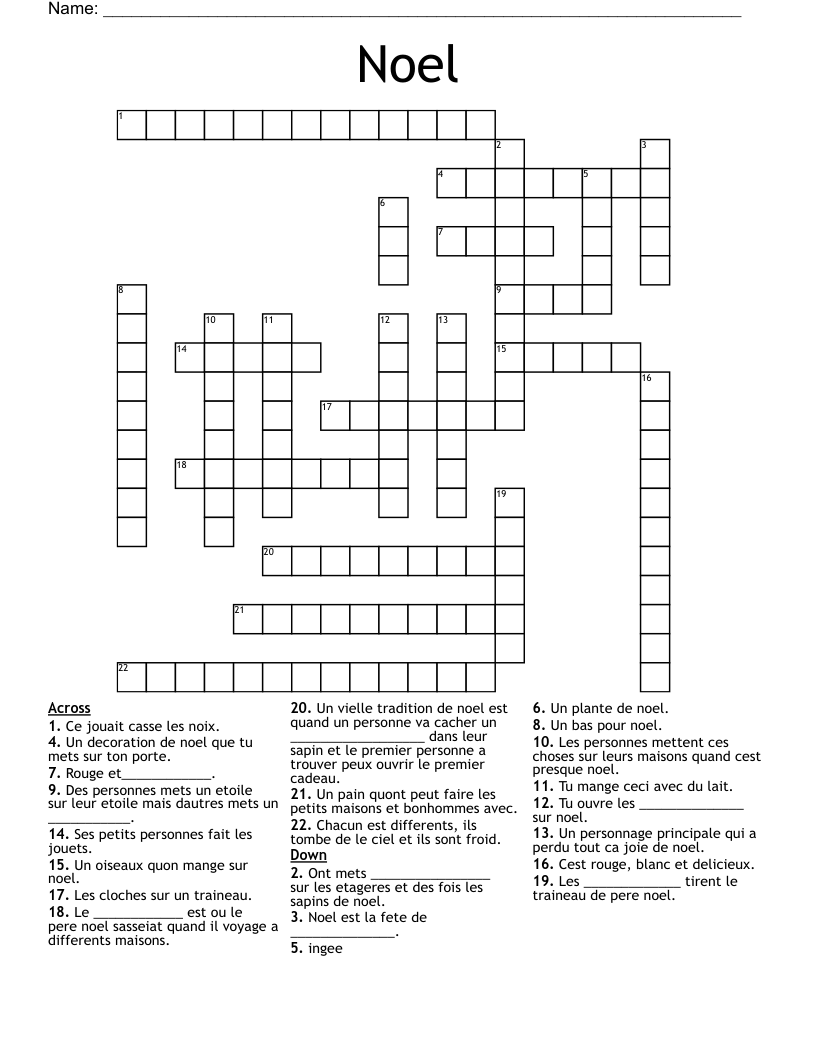 Noel Crossword