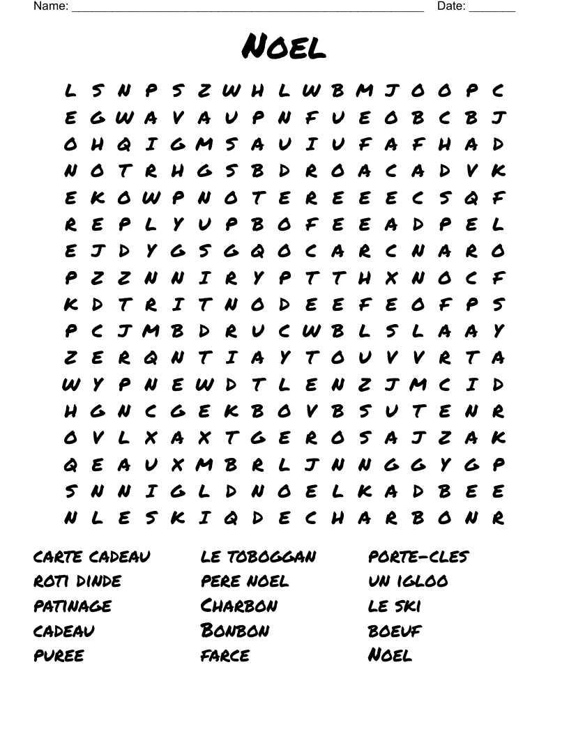 Noel Word Search