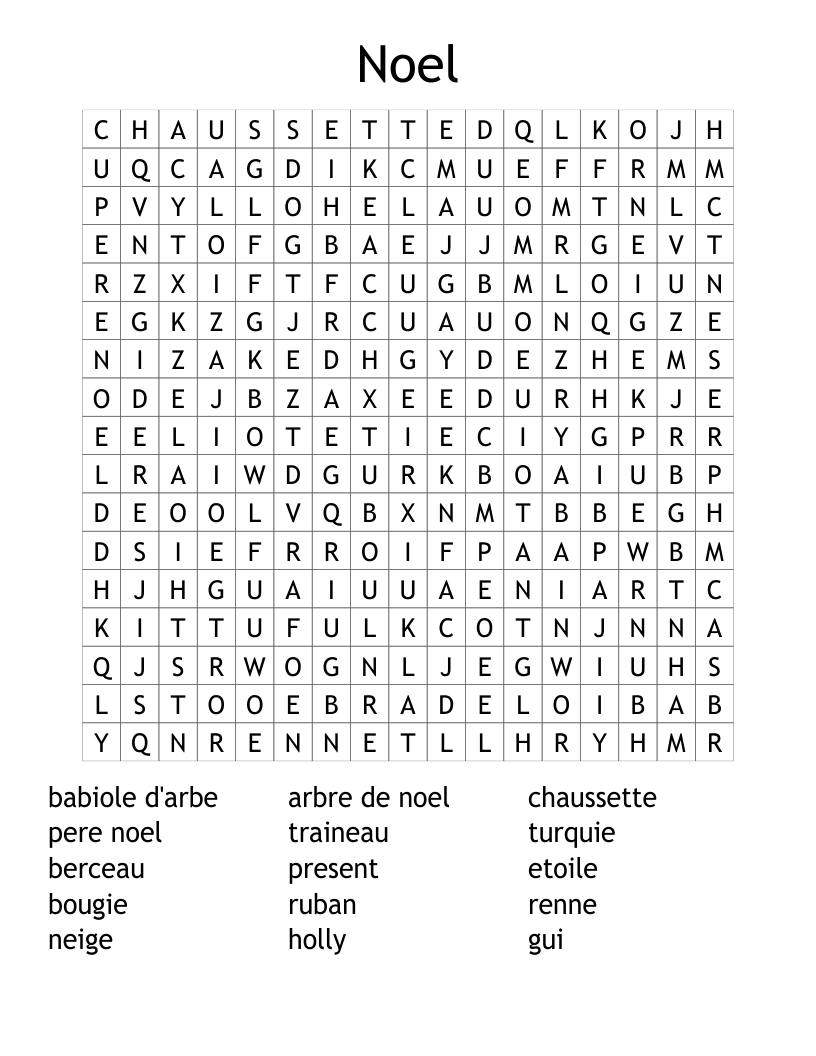 Noel Word Search