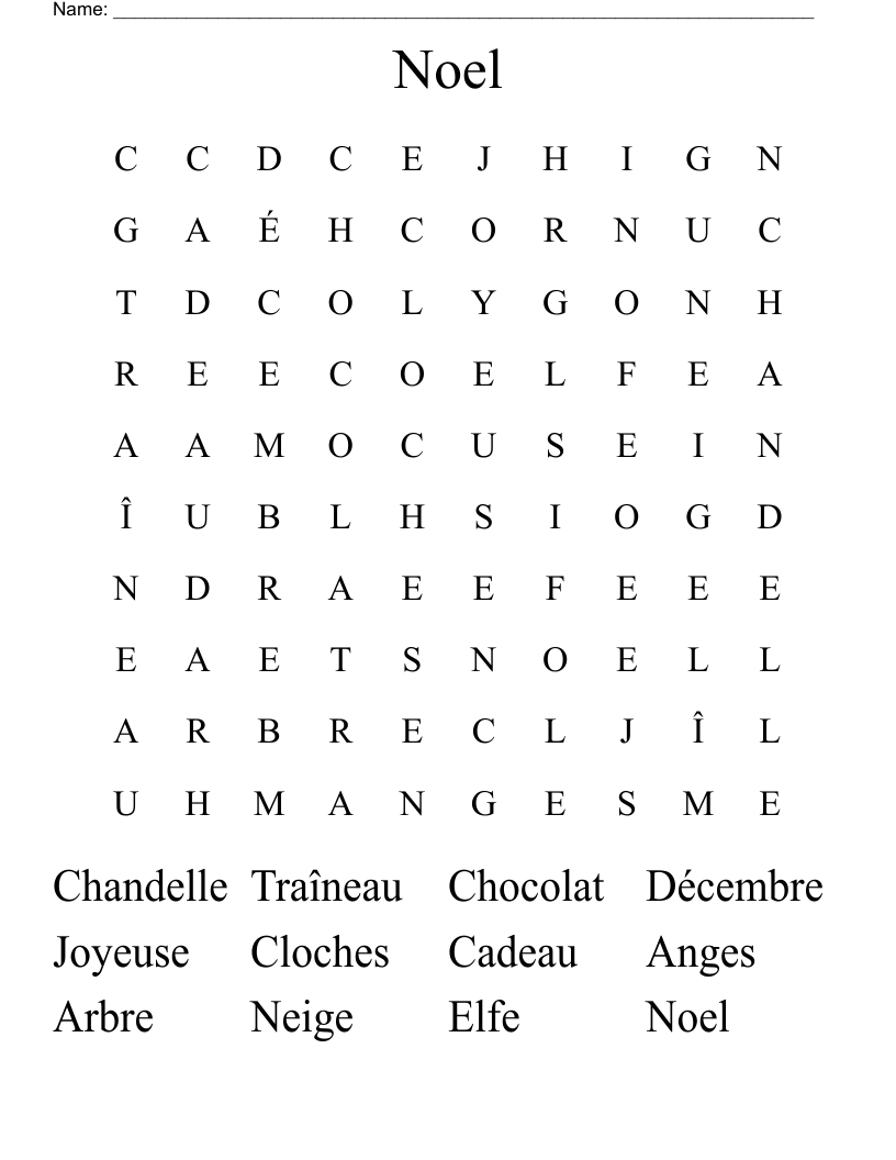 Noel  Word Search