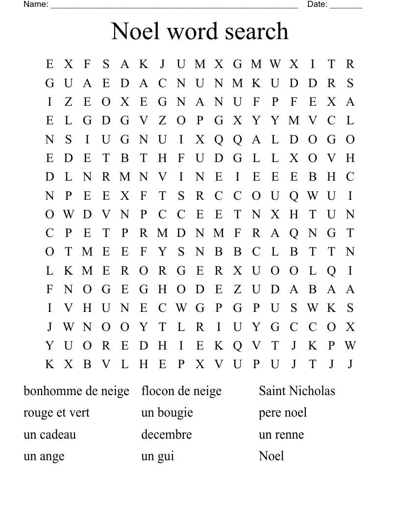Noel word search 