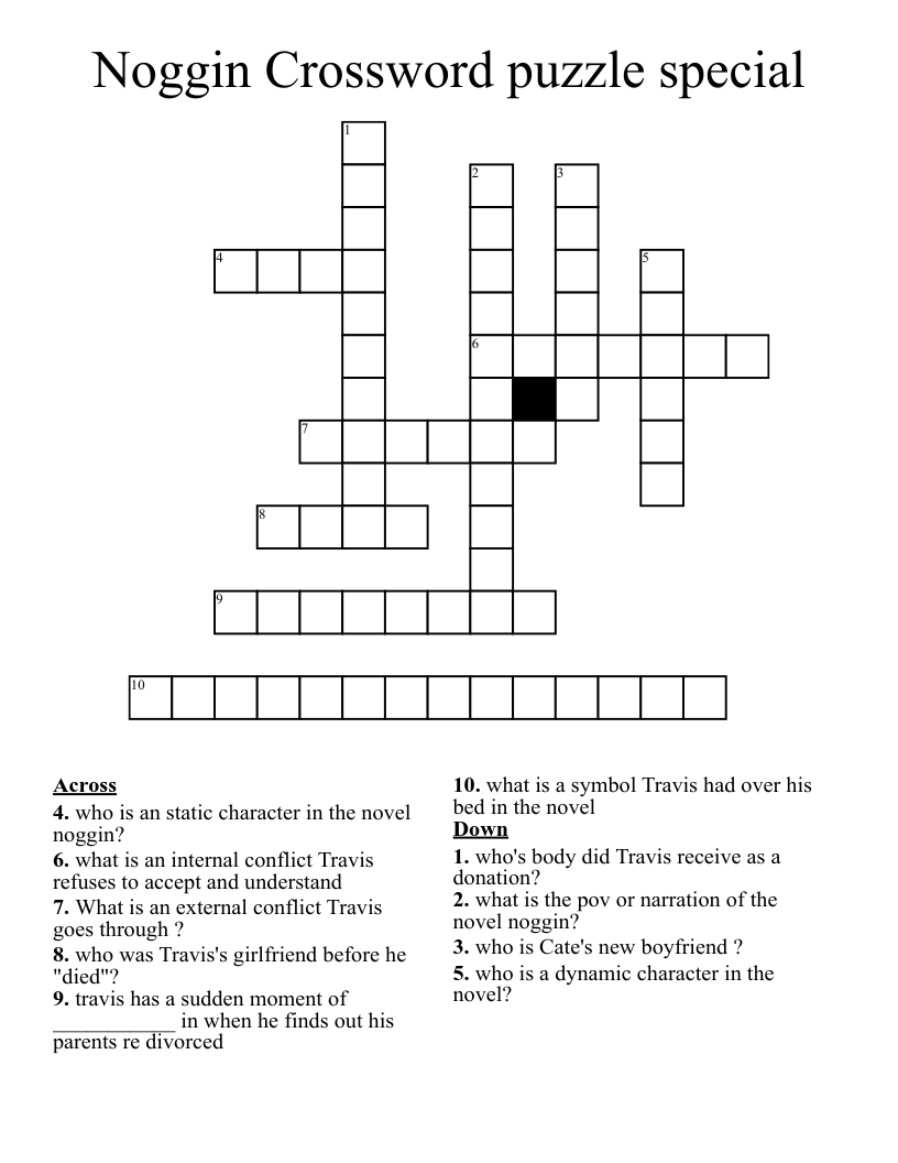 Noggin Crossword puzzle special