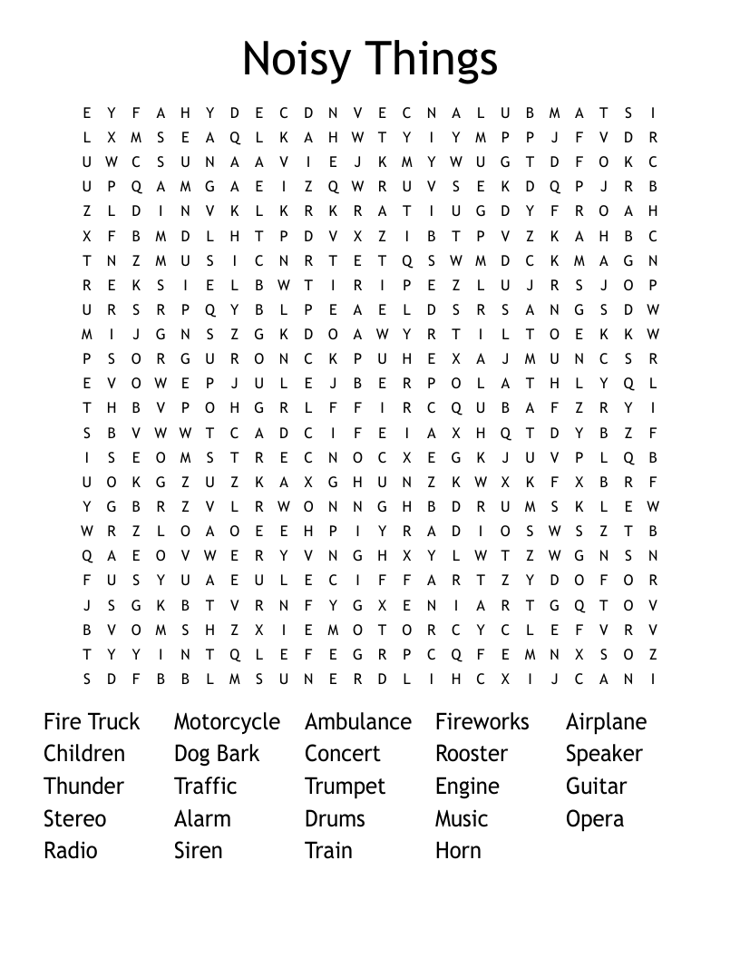 Noisy Things Word Search
