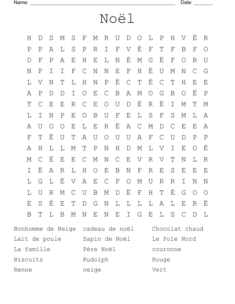 Noël Word Search