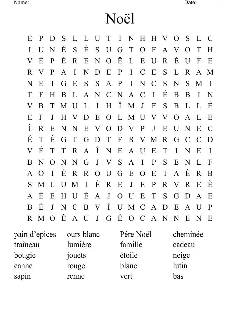 Noël Word Search