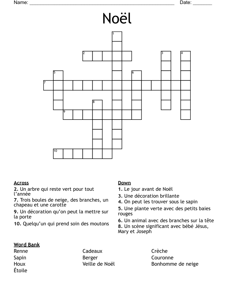 Noël Crossword