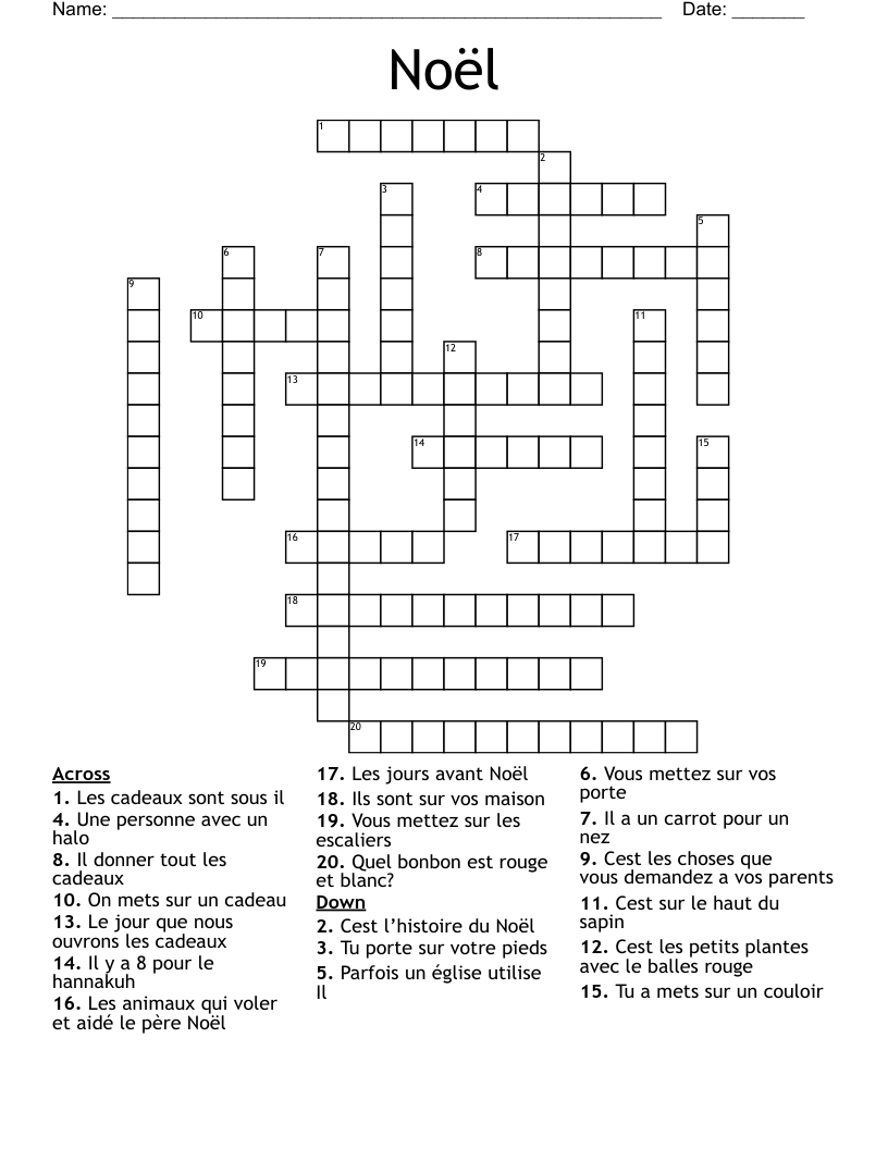 Noël Crossword