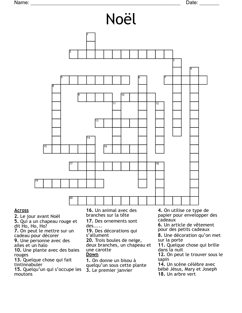 Noël Crossword