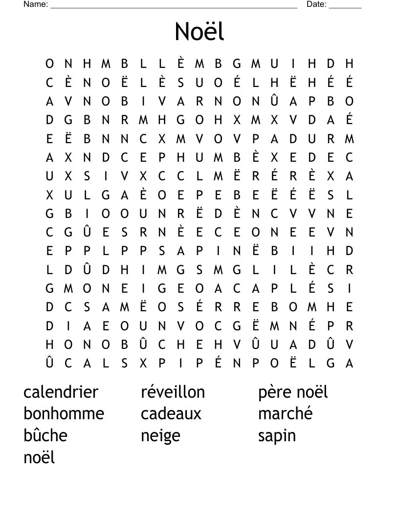 Noël Word Search