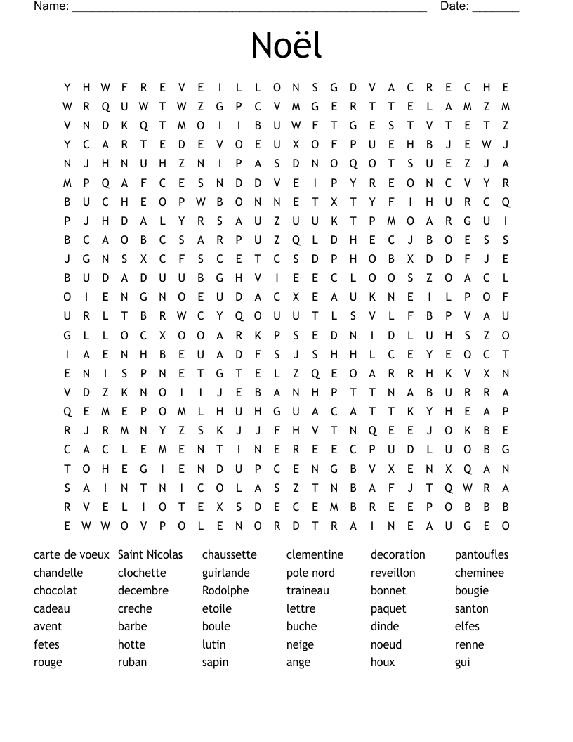 Noël Word Search