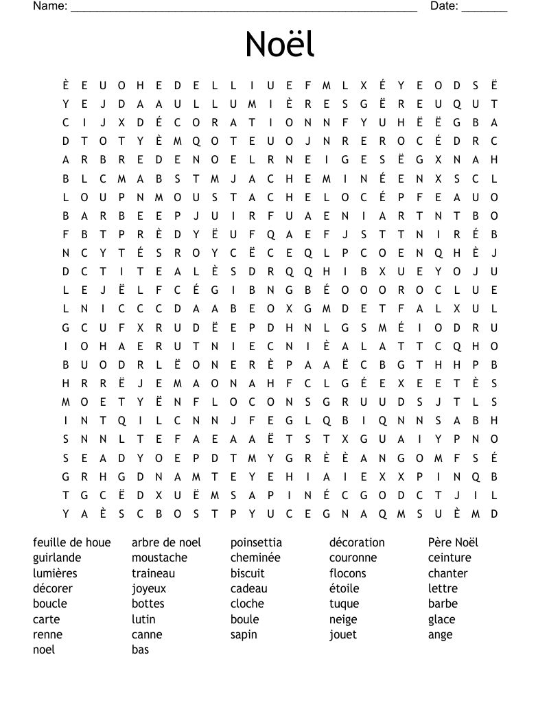 Noël Word Search