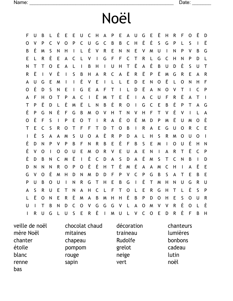 Noël Word Search
