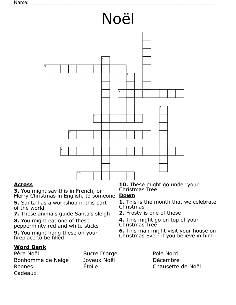 Noël Crossword