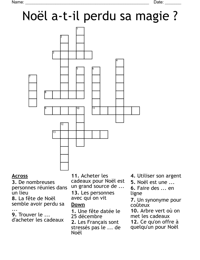 Noël a-t-il perdu sa magie ? Crossword