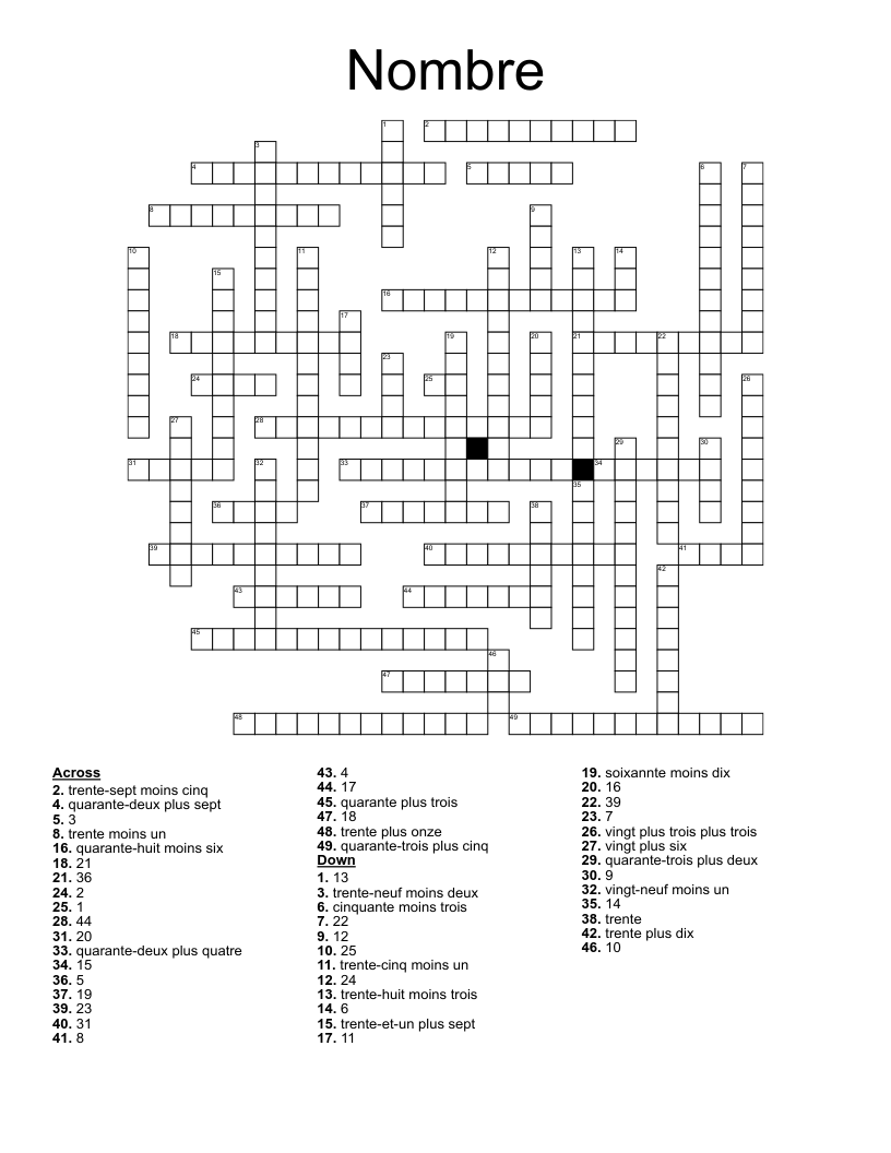 Nombre Crossword