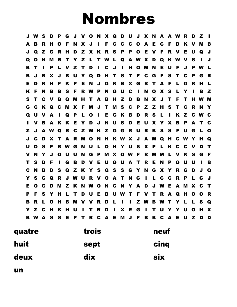 Nombres Word Search