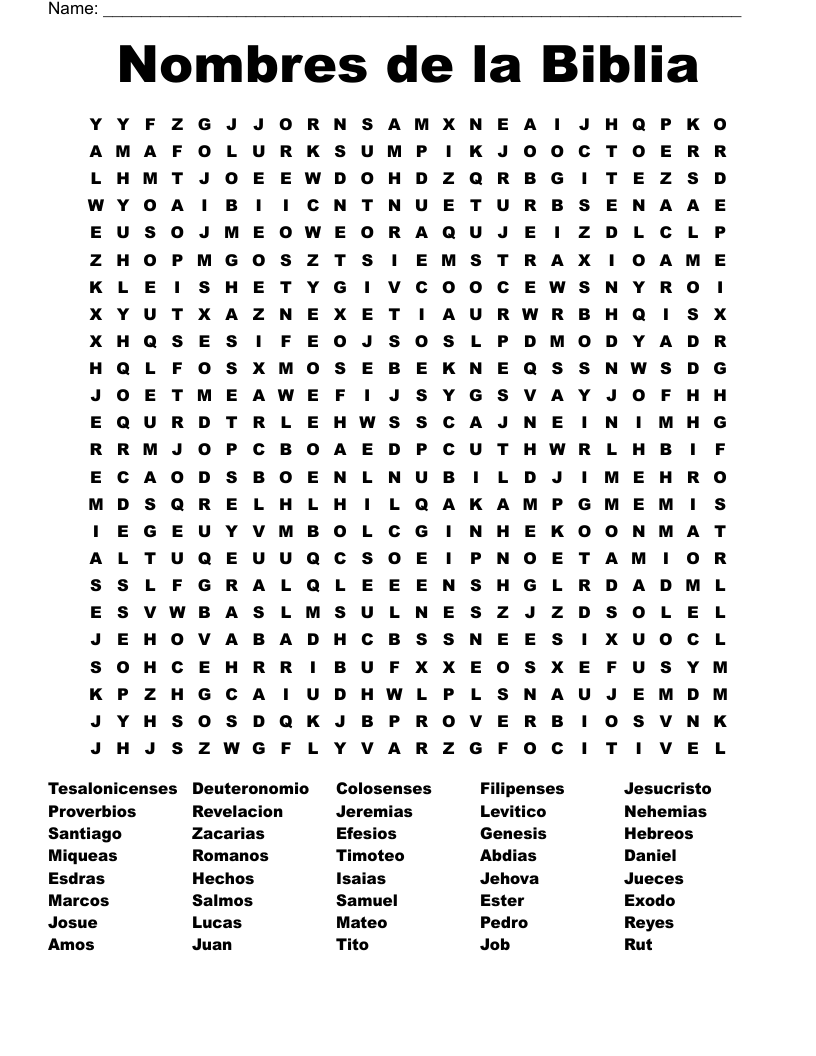Nombres de la Biblia Word Search