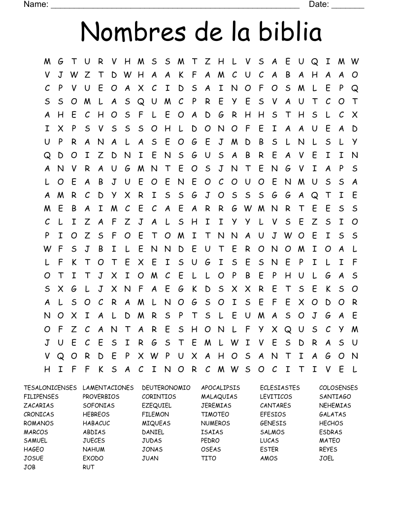 Nombres de la biblia Word Search