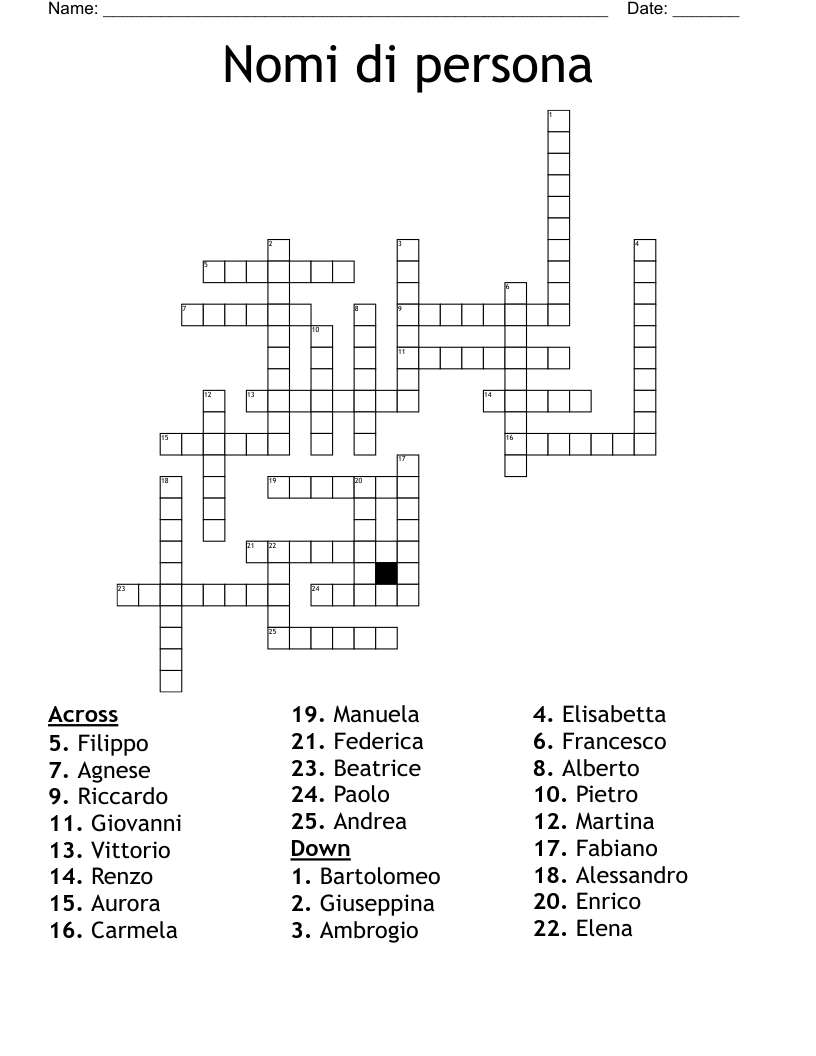Nomi di persona Crossword