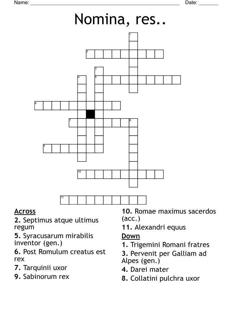 Nomina, res.. Crossword