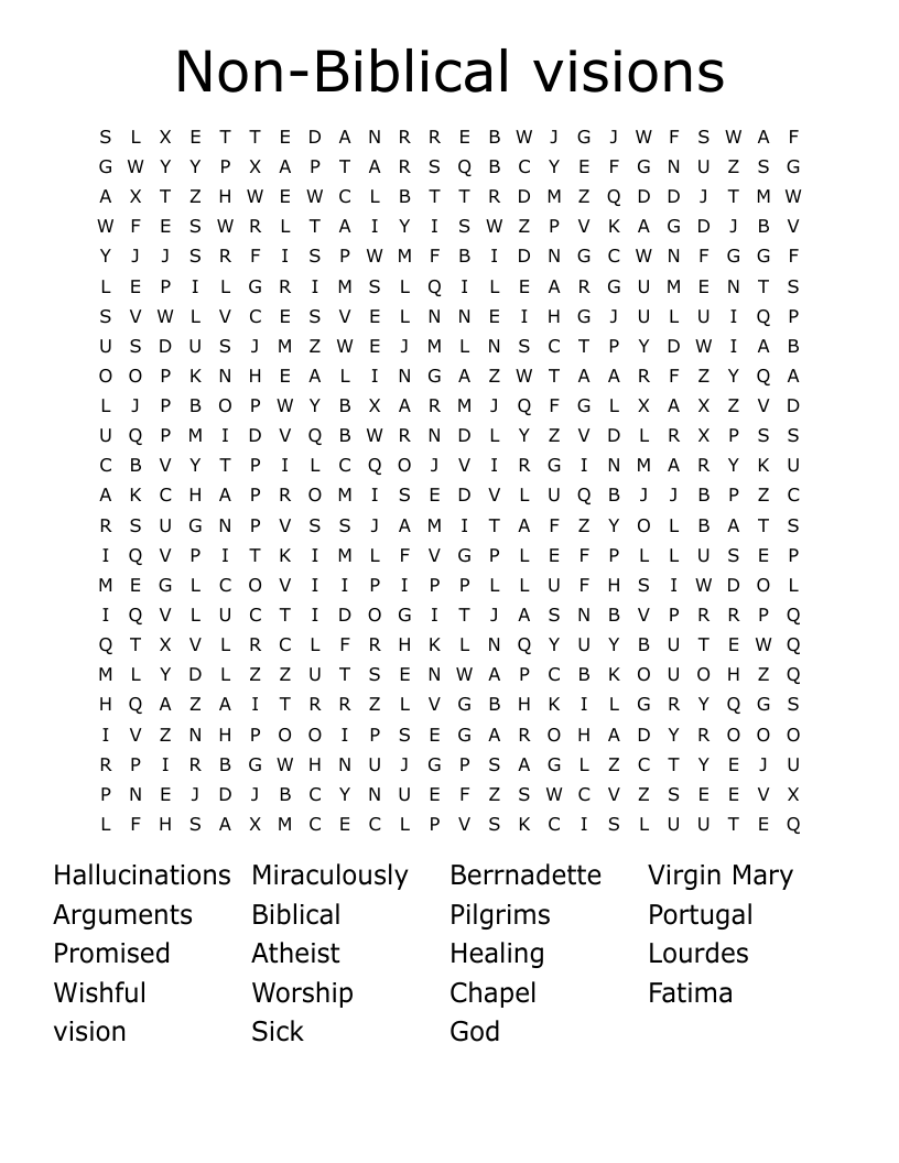 Non-Biblical visions  Word Search