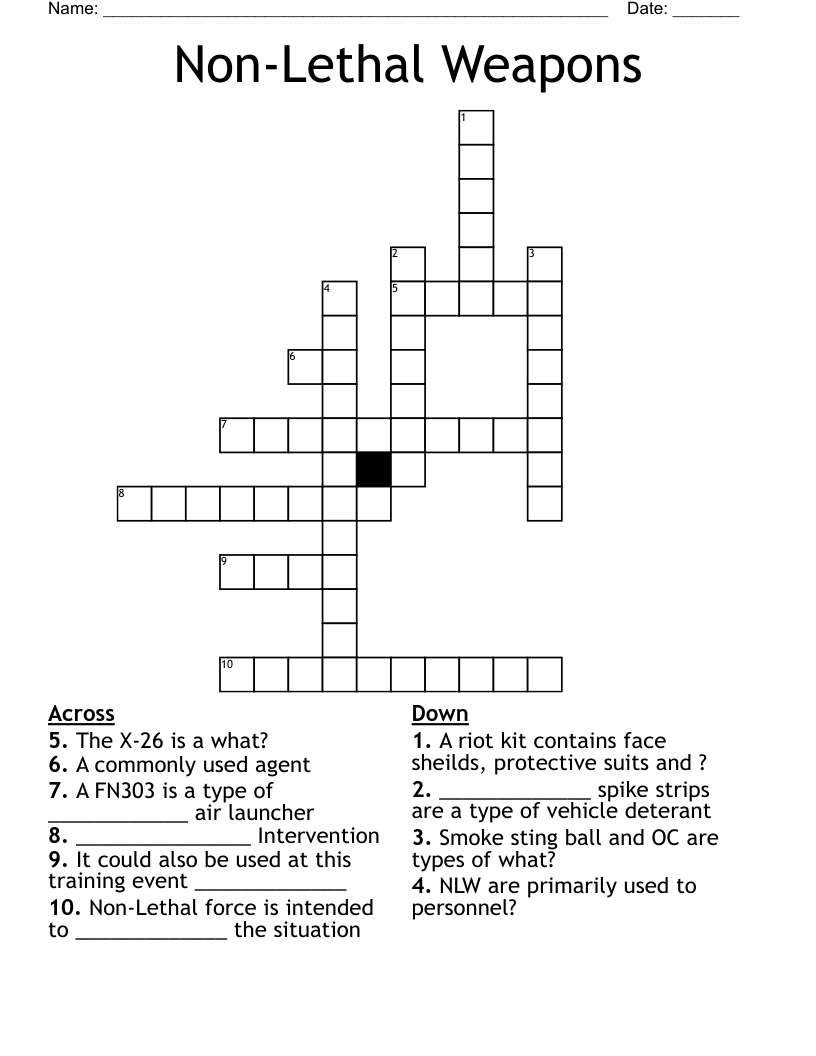Non-Lethal Weapons Crossword